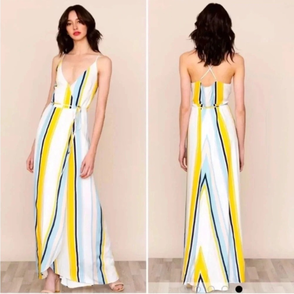 Rush Hour Maxi Yumi Kim blue yellow white stripes Rayon NWT size xs Extra Small - Picture 1 of 9